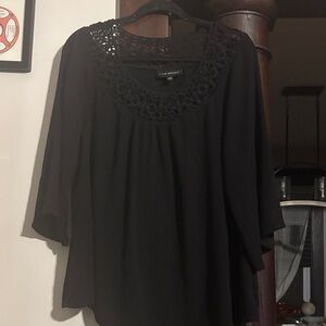 Lane Bryant Black Women's Blouse with Crochet Detail